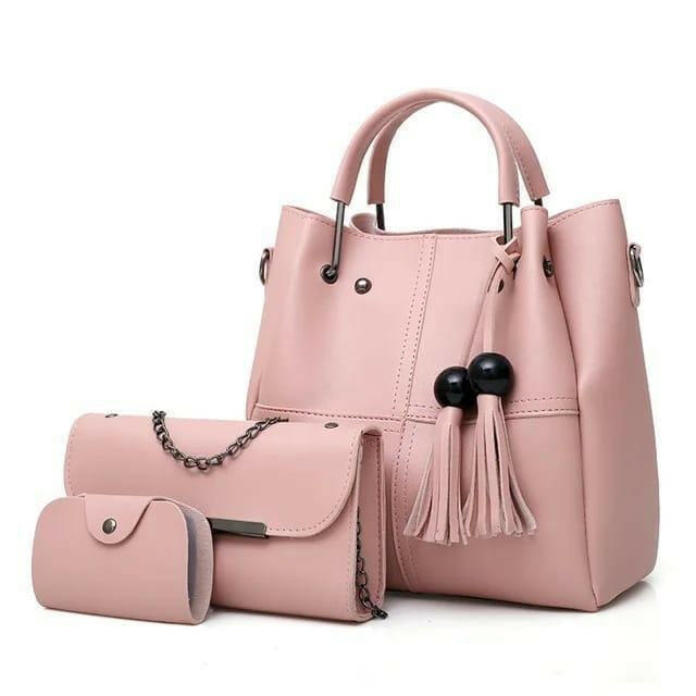 Elegant Women's PU Leather Handbag Set – Stylish & Functional 3-Piece Collection - NOBLEGLEAM